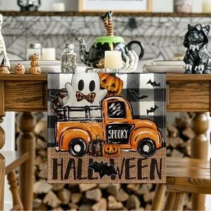 NWOT Halloween Buffalo plaid table runner.